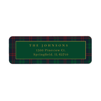 Étiquettes d'adresse de retour à carreaux tartan c