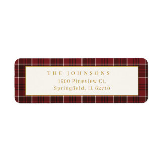 Étiquettes d'adresse de retour à carreaux tartan r