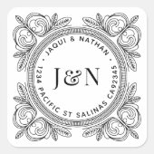 Étiquettes d'adresse de retour à motif baroque - P (Devant)