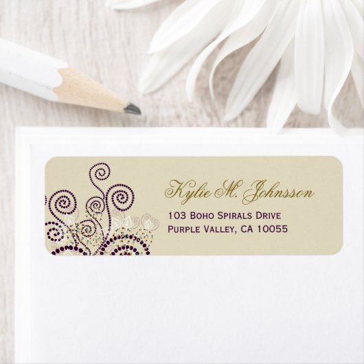 Étiquettes d'adresse de retour Abstraites Boho Pur (En situation)