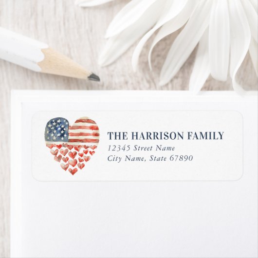 Étiquettes d'adresse de retour American Heart Flag (En situation)