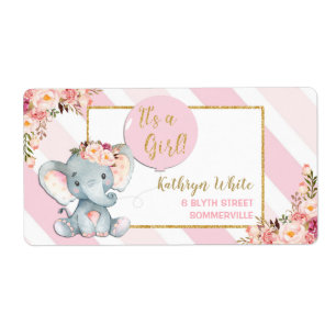 Étiquettes d'adresse de retour Baby shower rose él