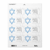 Étiquettes d'adresse de retour Bar Mitzvah (Feuille entière)