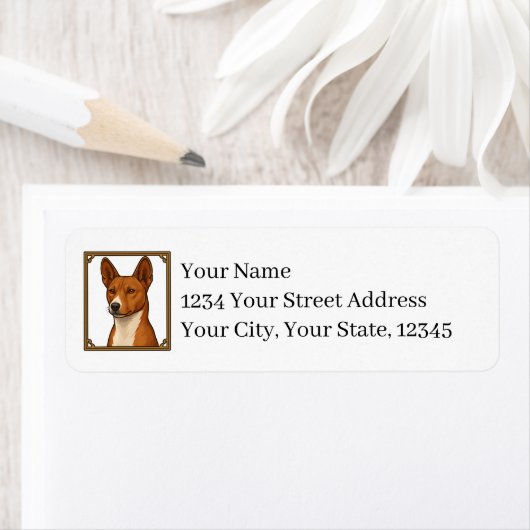 Étiquettes d'adresse de retour Basenji (En situation)