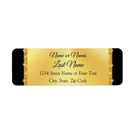 Étiquettes d'adresse de retour Black et Gold perso (Devant)