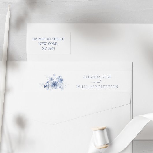 Étiquettes d'adresse de retour bleu bleu poussiére