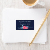 Étiquettes d'adresse de retour bleu et rose (En situation)