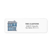 Étiquettes d'adresse de retour Bleu Maison (Devant)