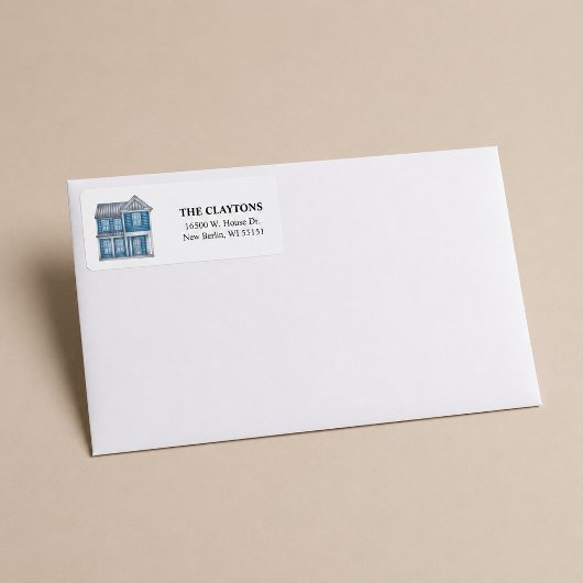 Étiquettes d'adresse de retour Bleu Maison
