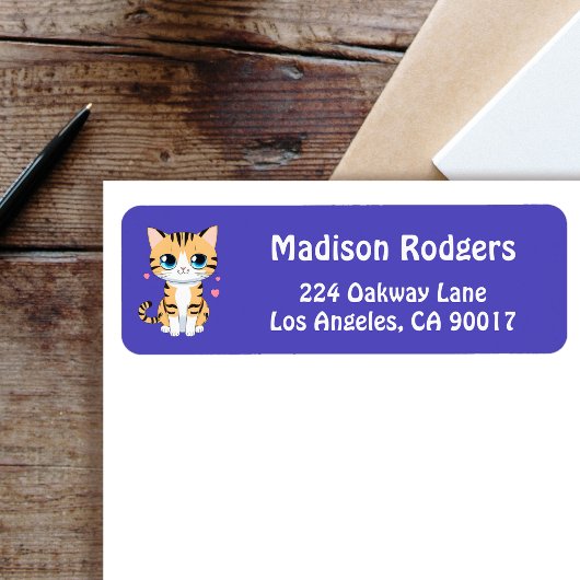 Étiquettes d'adresse de retour bleu vibreant pour