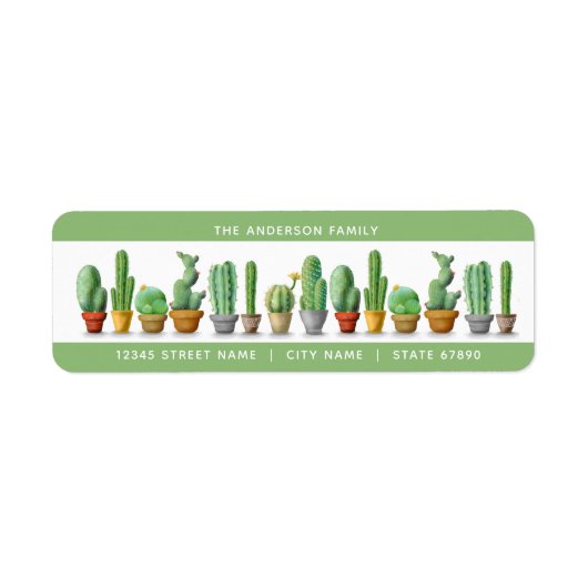Étiquettes d'adresse de retour Cactus (Devant)