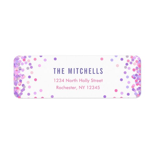 Étiquettes d'adresse de retour Confetti | Annivers (Devant)