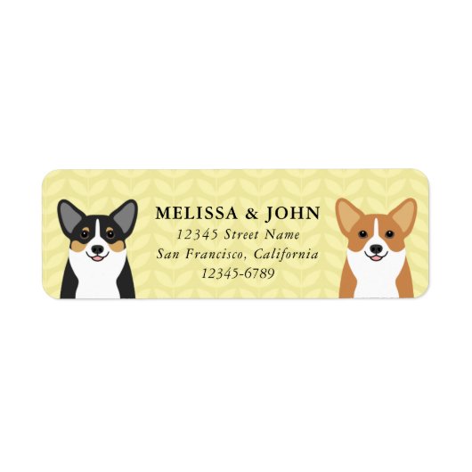 Étiquettes d'adresse de retour Corgi (Devant)