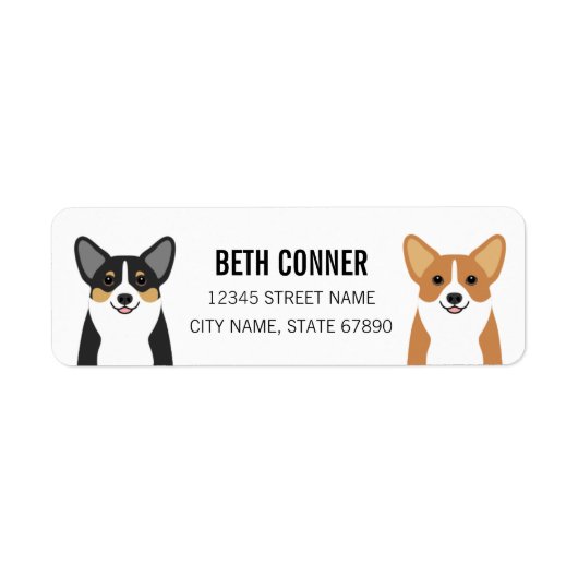 Étiquettes d'adresse de retour Corgi (Devant)