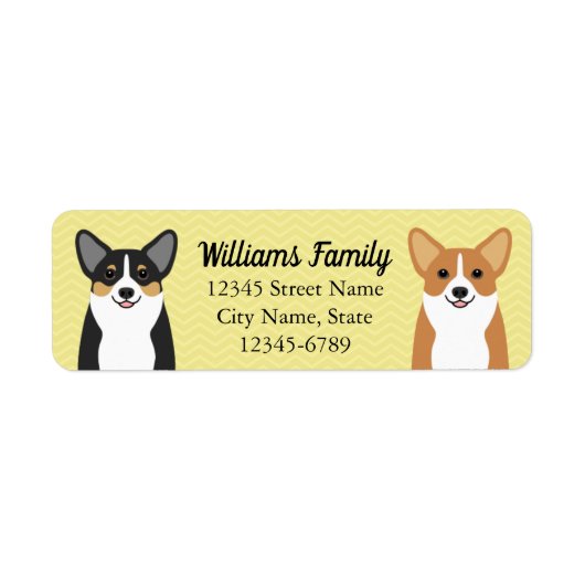 Étiquettes d'adresse de retour Corgi (Devant)