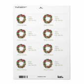 Étiquettes d'adresse de retour - couronne de Noël (Feuille entière)