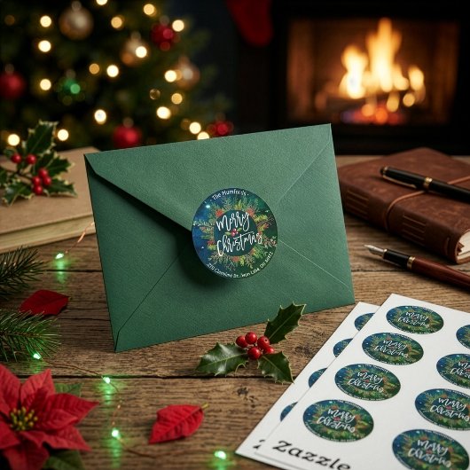 Étiquettes d'adresse de retour Couronne de Noël Jo