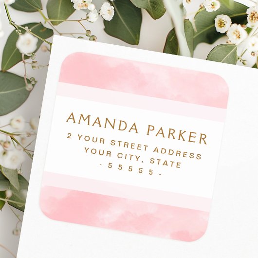 Étiquettes d'adresse de retour d'aquarelle rose do