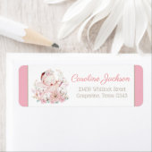 Étiquettes d'adresse de retour de Baby shower fill (En situation)