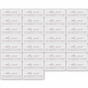 Étiquettes d'adresse de retour de calligraphie tra