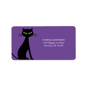 Étiquettes d'adresse de retour de cats noirs et m