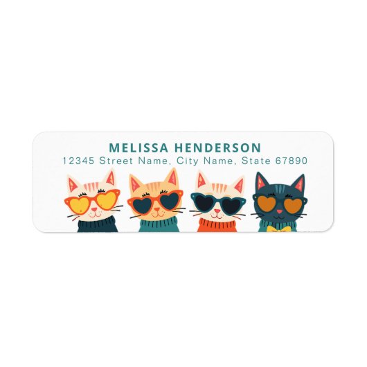 Étiquettes d'adresse de retour de chat (Devant)