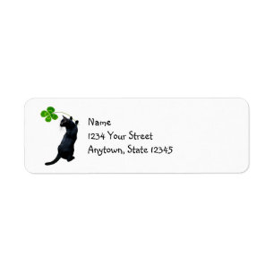 Étiquettes d'adresse de retour de chat chanceux