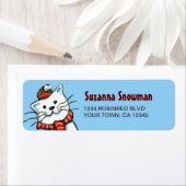 Étiquettes d'adresse de retour de Chat et Robin Sn (En situation)