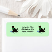 Étiquettes d'adresse de retour de chat noir (En situation)