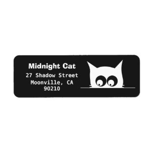 Étiquettes d'adresse de retour de chat noir curieu