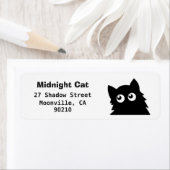 Étiquettes d'adresse de retour de chat noir mignon (En situation)