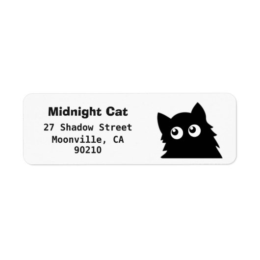 Étiquettes d'adresse de retour de chat noir mignon (Devant)