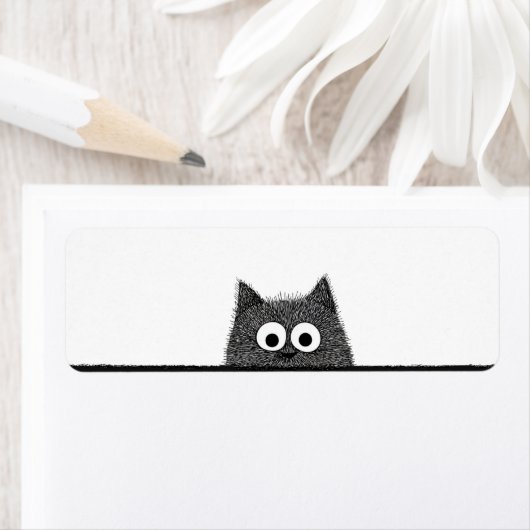 Étiquettes d'adresse de retour de chat qui regarde (En situation)