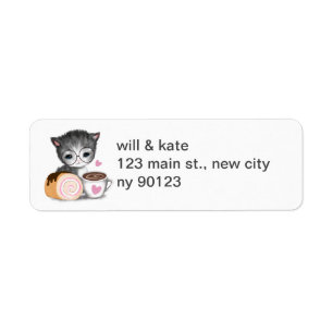 Étiquettes d'adresse de retour de chats Cute Kitte