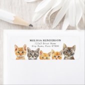 Étiquettes d'adresse de retour de chats mignons (En situation)