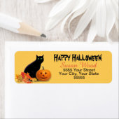 Étiquettes d'adresse de retour de chats noirs Hall (En situation)