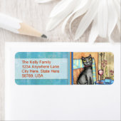 Étiquettes d'adresse de retour de chats personnali (En situation)