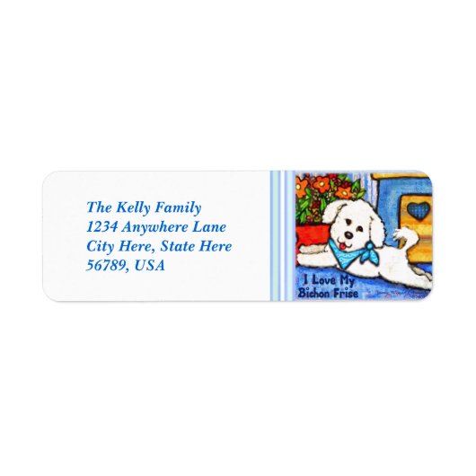 Étiquettes d'adresse de retour de chien Bichon Fri (Devant)