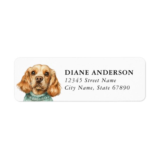 Étiquettes d'adresse de retour de chien Cocker Spa (Devant)