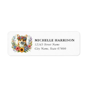 Étiquettes d'adresse de retour de chien Corgi