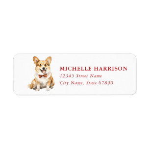 Étiquettes d'adresse de retour de chien Corgi de N