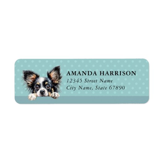Étiquettes d'adresse de retour de chien Papillon (Devant)