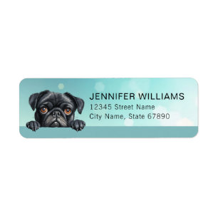 Étiquettes d'adresse de retour de chien Pug
