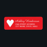 Étiquettes d'adresse de retour de coeur rouge<br><div class="desc">Design mariage élégant et contemporain à thème casino en rouge,  noir et blanc par Shelby Allison. Cliquez sur le lien Casino Mariage Collection pour voir les articles correspondants,  y compris les invitations,  les cartes rsvp,  les faveurs,  les autocollants et plus encore.</div>