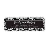 Étiquettes d'adresse de retour de Damas noir et bl (Devant)