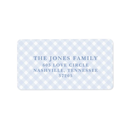 Étiquettes d'adresse de retour de en vichy bleue (Devant)