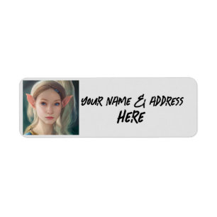 ÉTIQUETTES D'ADRESSE DE RETOUR DE FILLE ELF JOLIE