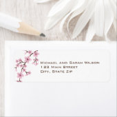 Étiquettes d'adresse de retour de fleurs de cerisi (En situation)