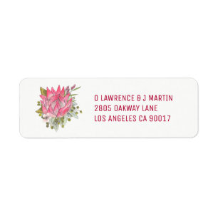Étiquettes d'adresse de retour de fleurs de thé
