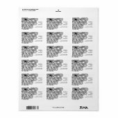 Étiquettes d'adresse de retour de fleurs noires en (Feuille entière)